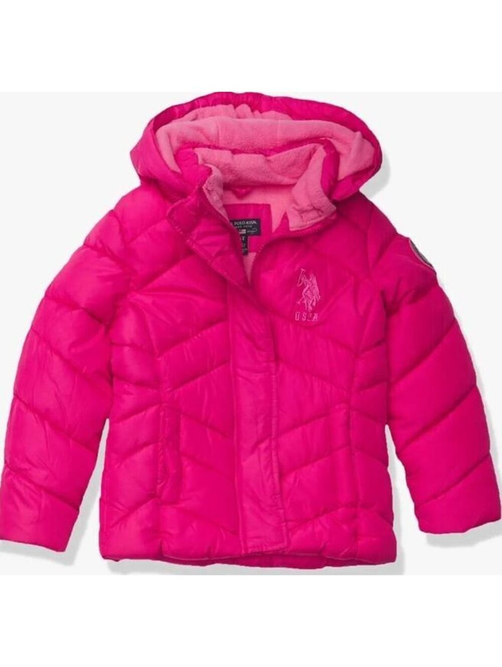 Size 7/8 - New U.S. POLO ASSN. Girls Puffer Jacket - Fuchsia